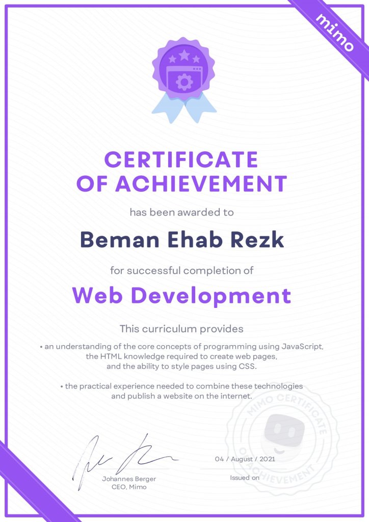 Mimo Certificate